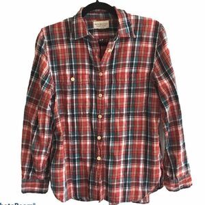DENIM & SUPPLY RALPH LAUREN Plaid Cotton Button Front Shirt Blouse Red Blue S